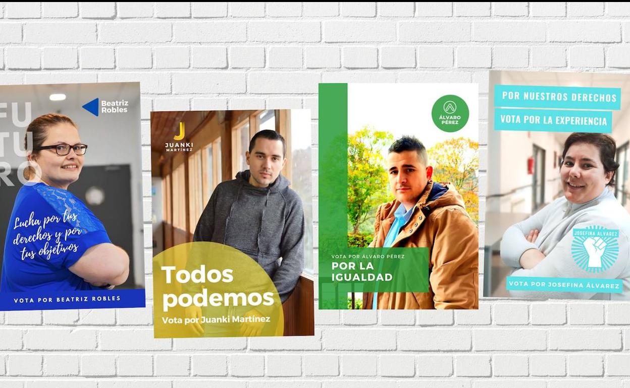 Imagen de los cuatro candidatos para representar a Asprona Bierzo en el Foro de Personas con Discapacidad Intelectual.