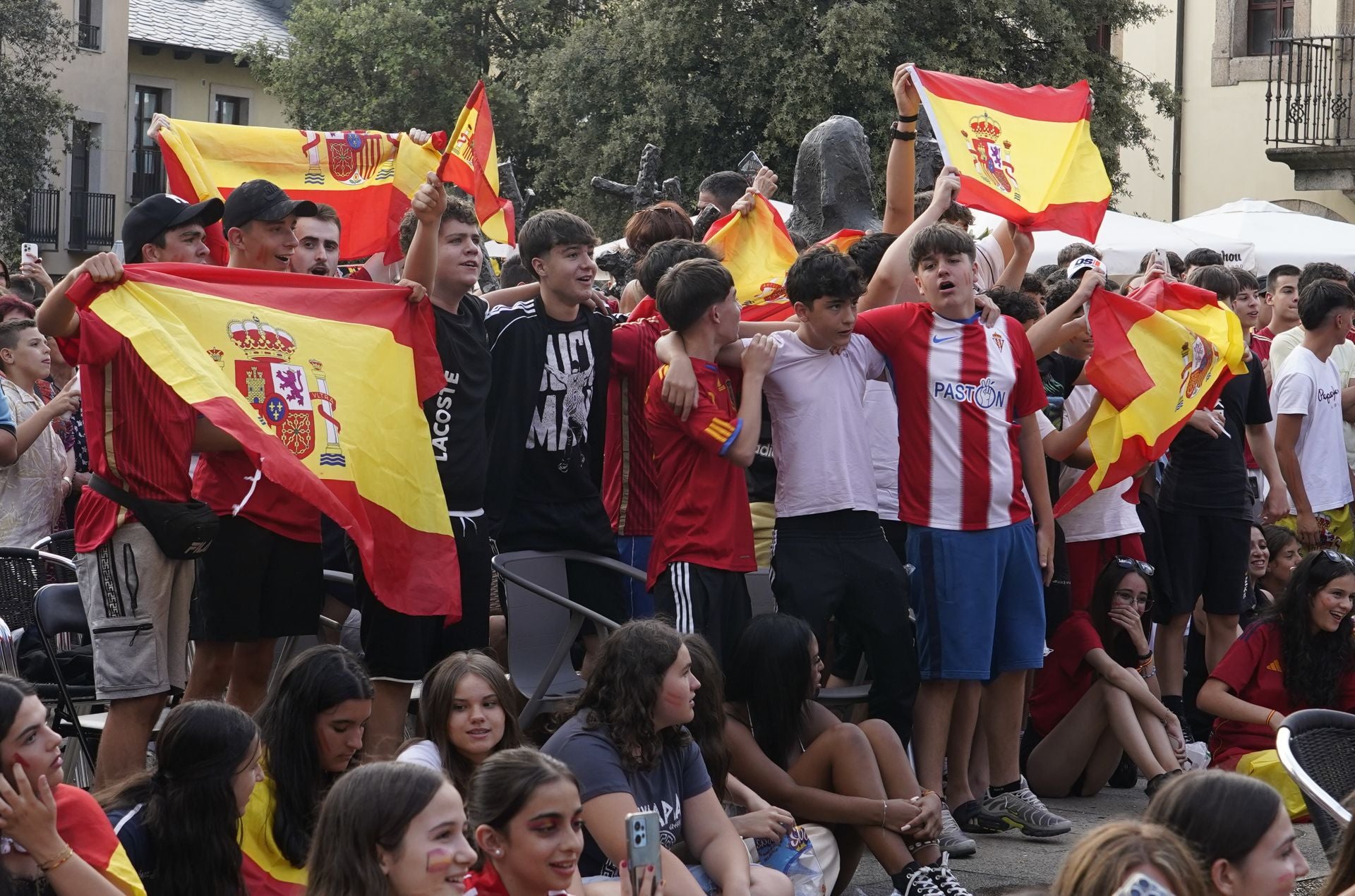 Ponferrada celebra la victoria de España en la Eurocopa.