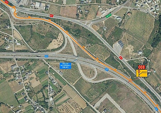 Corte de tráfico en la A-6 (sentido A Coruña) y desvío provisional por la carretera N-6 (enlace 407).