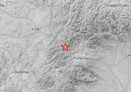 Epicentro del leve seísmo que se registró en el Bierzo este martes.