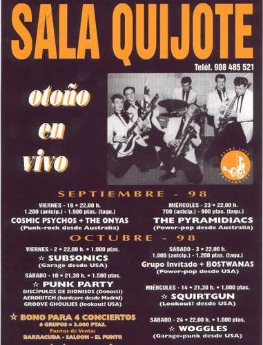 Cartel con la programación del otoño de 1998 en El Quijote.