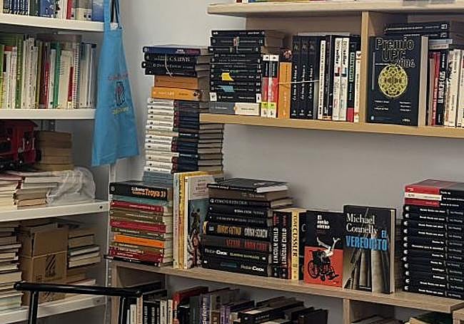 Imagen de algunos de los libros en la librería 'Raíles'.