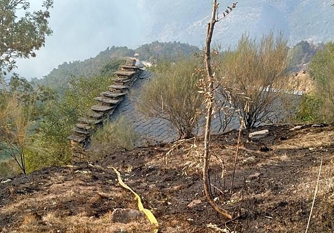 El incendio del mes de agosto amenazó las viviendas del pueblo de Carracedo de Compludo.