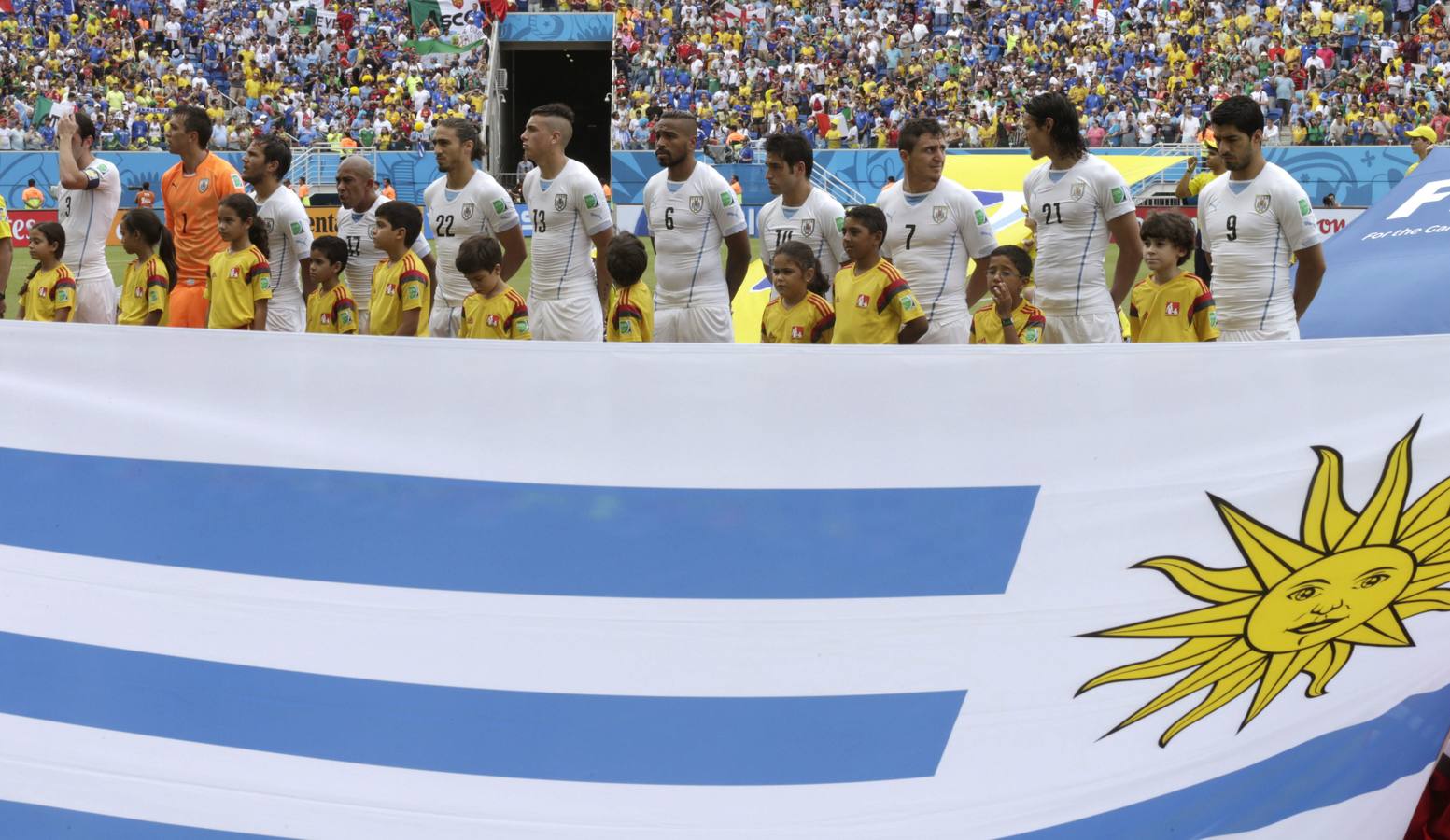 El once inicial uruguayo.