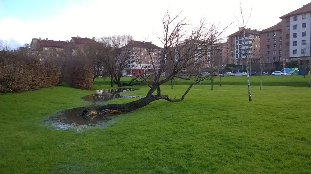 Inundanción en un parque gijonés.