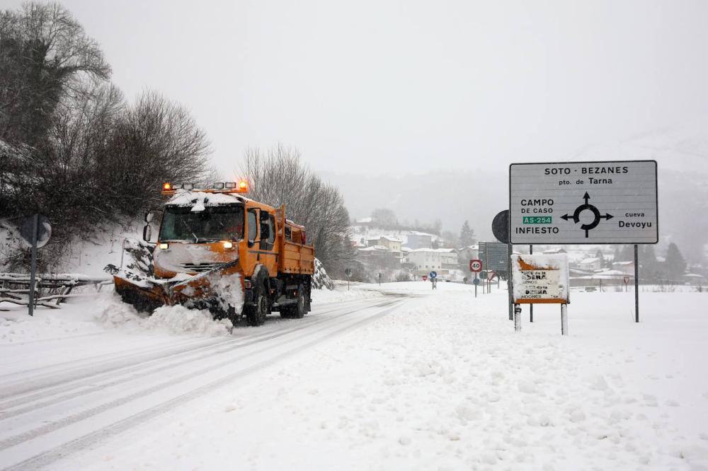 El Alto Nalón fue una de las zonas más afectadas por la nieve.