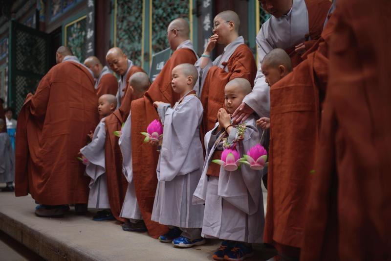 Pequeños monjes budistas durante dos semanas