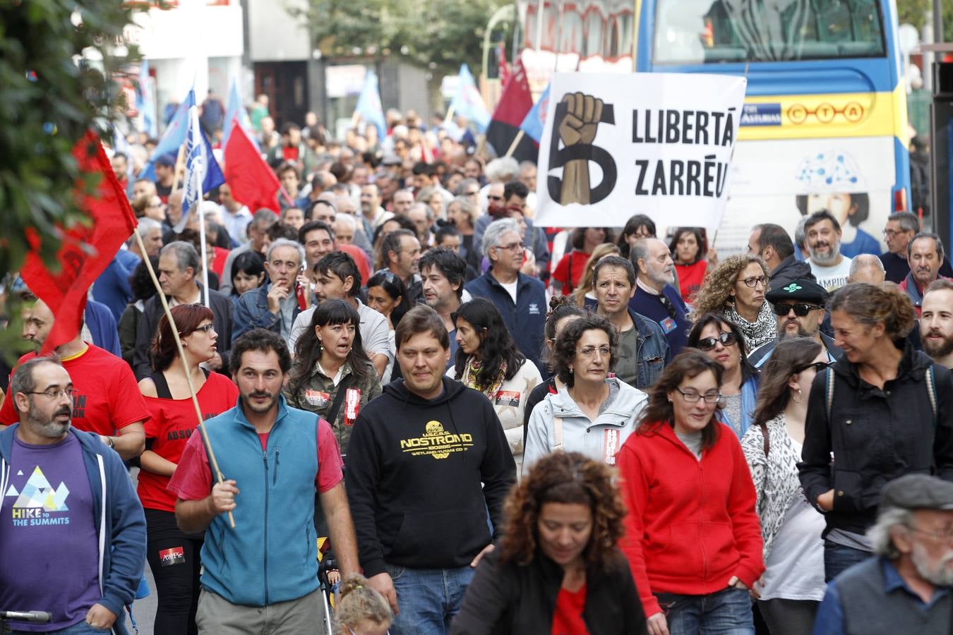 Manifestación para apoyar a los sindicalistas detenidos en la huelga de 2013