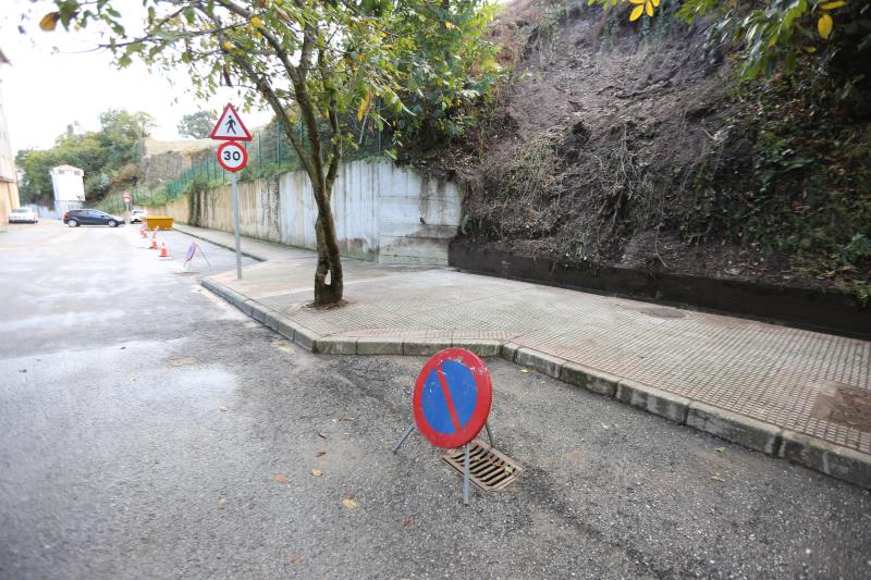Desprendimiento de tierra en Raíces, el sábado.