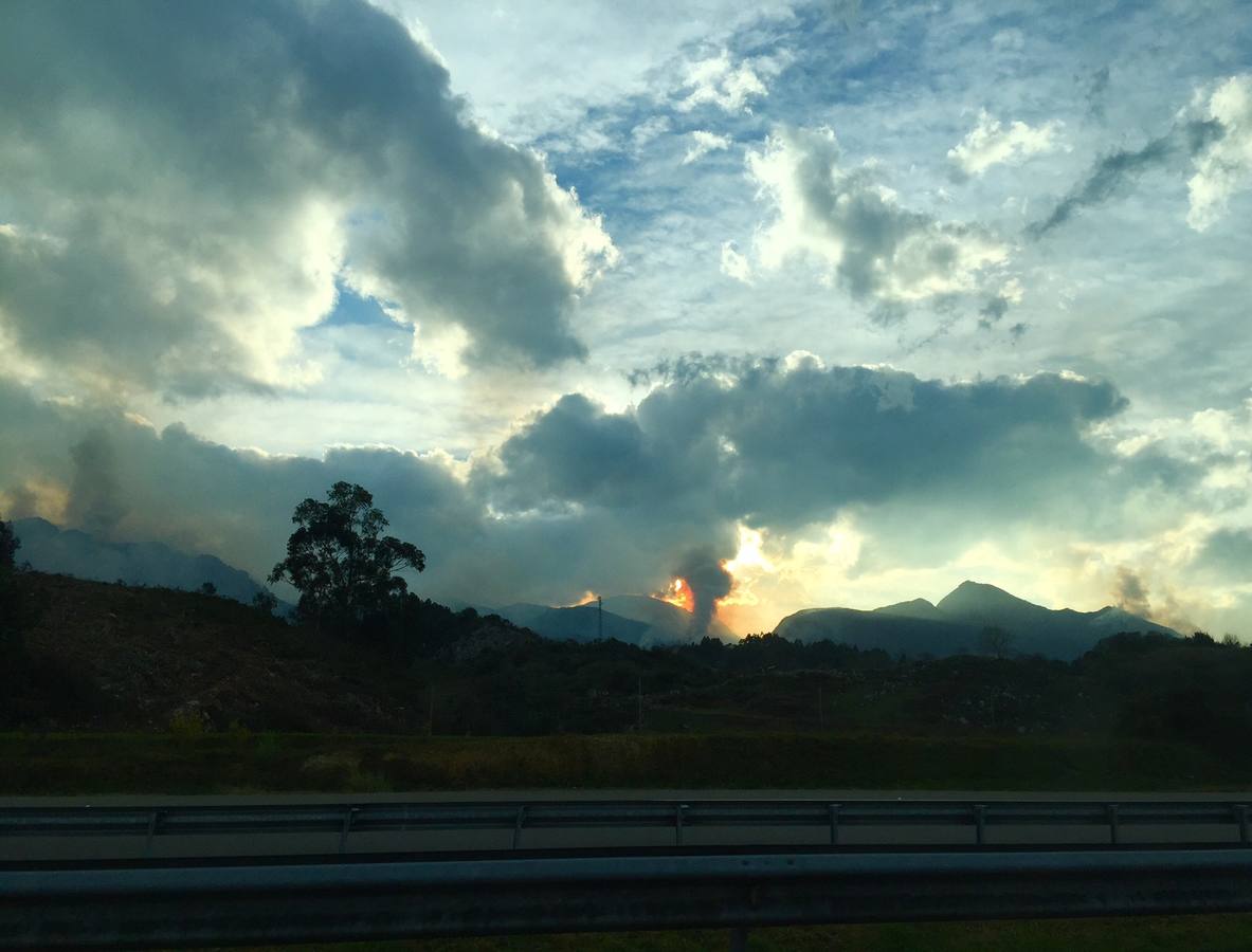 El fuego, de Asturias al País Vasco, por la autovía del Cantábrico