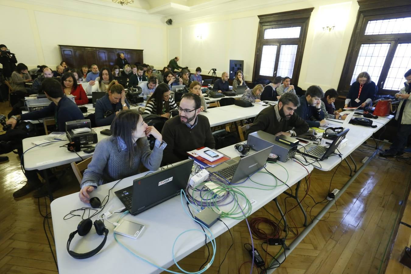 Sala de prensa habilitada en la Audiencia Provincial para el juicio.