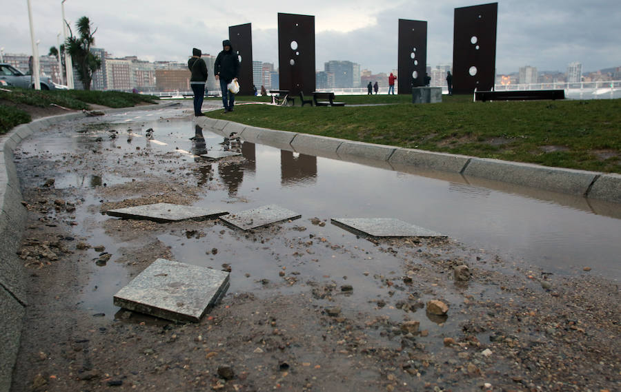 Gijón, afectada por el temporal