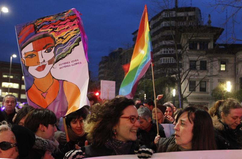 Manifestación en Gijón por el Día Internacional de la Mujer.