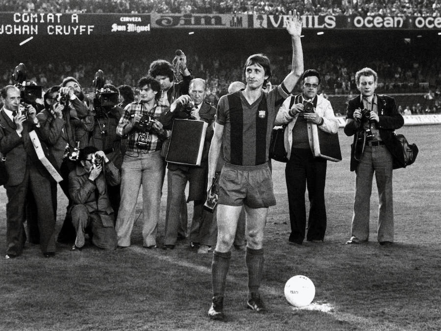 Johan Cruyff, durante el partido de despedida celebrado contra el Ajax de Ámsterdam en el estadio del Nou Camp, en 1978.