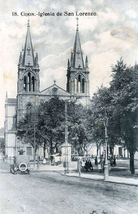 Tarjetas postales. Iglesia de San Lorenzo. Hacia 1915.