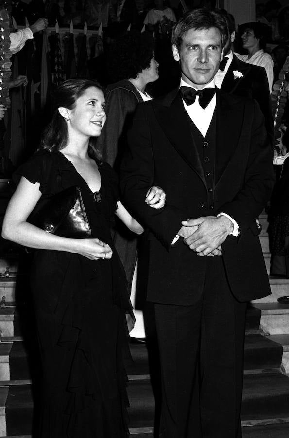 Carrie Fisher y Harrison Ford, durante la presentación de 'La guerra de las galaxias' en el Festival de San Sebastián en 1977.