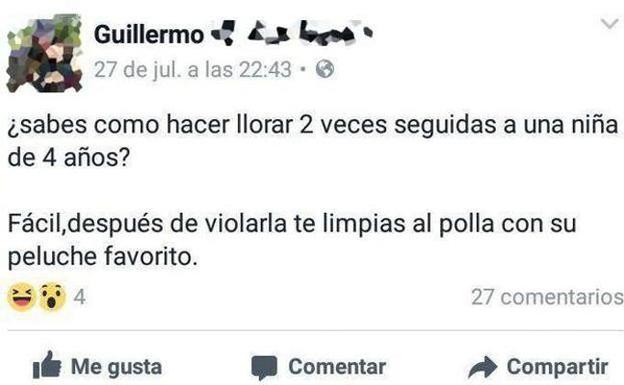 Dos investigados en Asturias por brutales comentarios pederastas en las redes sociales