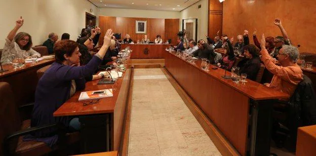 Una imagen de las votaciones celebradas en el Pleno de noviembre de 2016 en el Ayuntamiento de Avilés. 