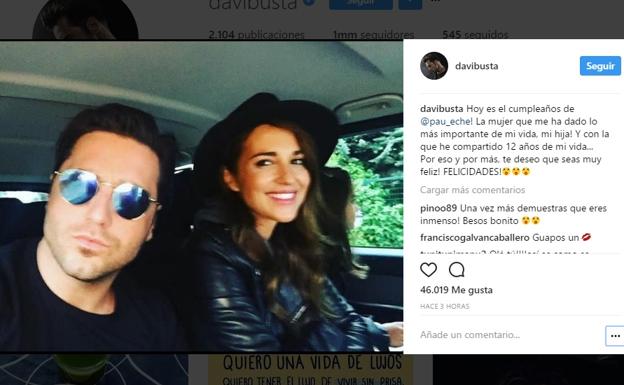 Mensaje en la cuenta de Instagram de David Bustamante. 