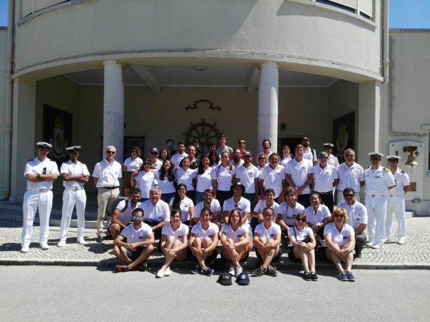 Los participantes en esta última expedición del buque-escuela 'Creoula', en Lisboa. 