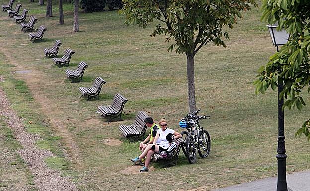 Parque de Invierno. La recucción del riego y las escasas lluvias hacen amarillear la mayor parte del césped del parque.