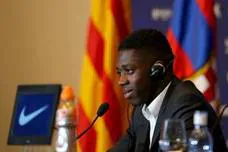 Ousmmane Dembélé durante su presentación como nuevo jugador del Barça. 