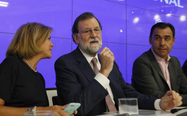 Rajoy durante la reunión de la Junta Directiva Nacional del PP.