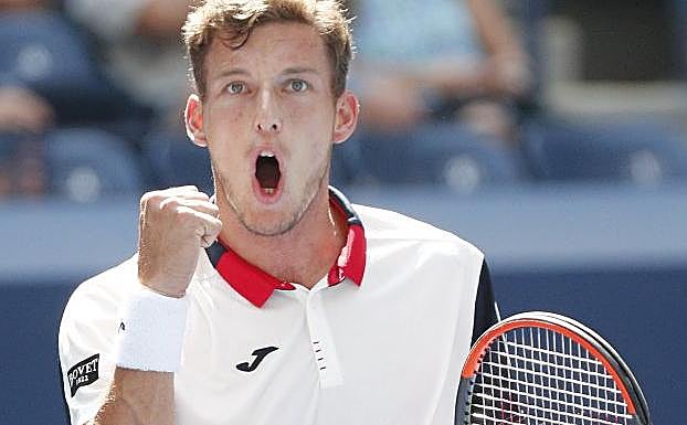 El tenista gijonés celebra su triunfo. 