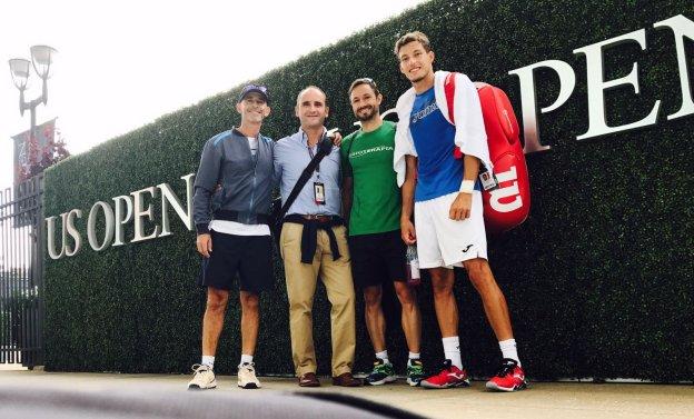 De izquierda a derecha, Samuel López, Albert Molina, Juanjo Moreno y Pablo Carreño, ayer en Nueva York. 