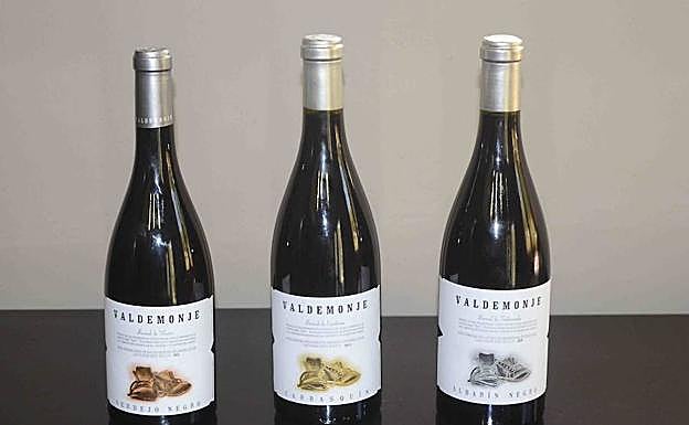 Diversos vinos elaborados bajo la DOP Vino de Cangas.