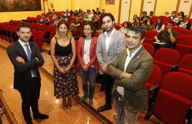 Xabiel G. Pañeda, Paula Beirán, Susana Loredo, Jaime Angulo y Juan Carlos Campo, en la EPI. 