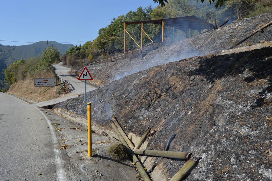 Degaña lucha contra el fuego