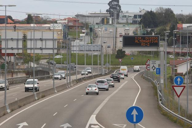 La autovía AS-II, a su entrada en Gijón por Porceyo, uno de los tramos señalados. 