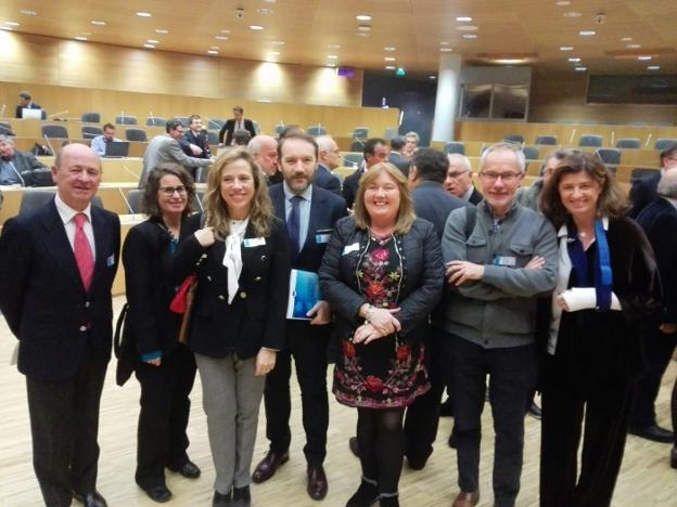 Los representantes de Asturias y de Castilla y León, ayer, tras la presentación de la plataforma. 