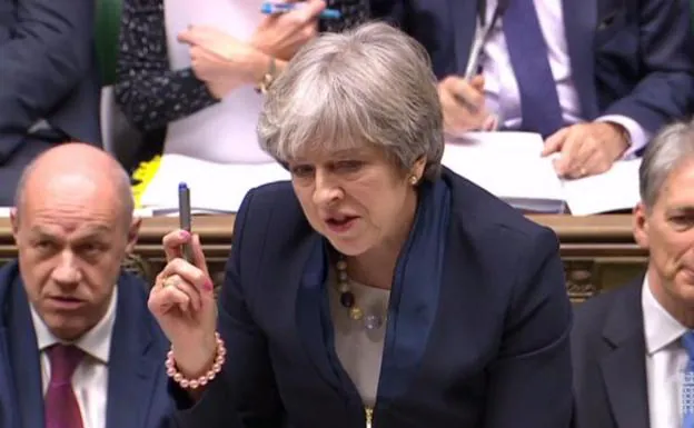 Theresa May, durante su intervención ante la Cámara de los Comunes.