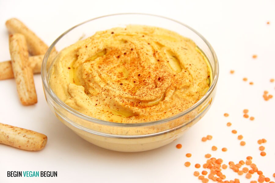 Hummus de lentejas rojas