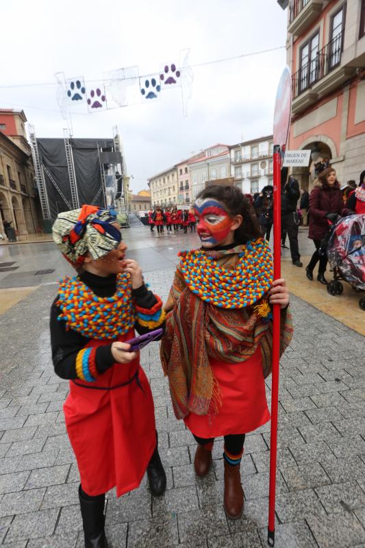 Los escolares de primaria han protagonizado un desfile desde la plaza de España hasta El Quirinal deslucido por la lluvia pero en el que se lo han pasado en grande.