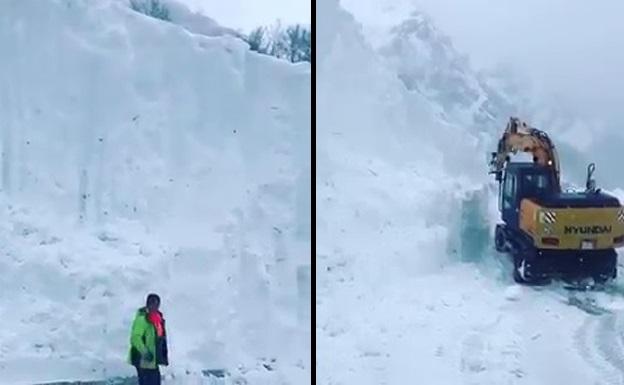 El espectacular muro de nieve en San Isidro se hace viral