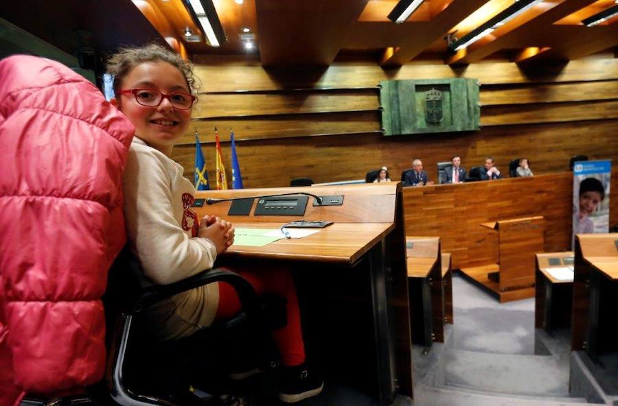 Un total de 75 alumnos de Primaria de Gijón y Mieres han participado en un pleno infantil organizado por Aldeas Infantiles SOS España en la Junta General. El programa 'Diputados por un día' está dirigido a evitar la violencia y el aislamiento infantil. 