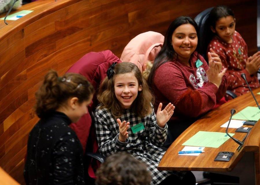 Un total de 75 alumnos de Primaria de Gijón y Mieres han participado en un pleno infantil organizado por Aldeas Infantiles SOS España en la Junta General. El programa 'Diputados por un día' está dirigido a evitar la violencia y el aislamiento infantil. 
