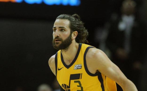 Ricky Rubio, estrella en su último partido de la NBA. 