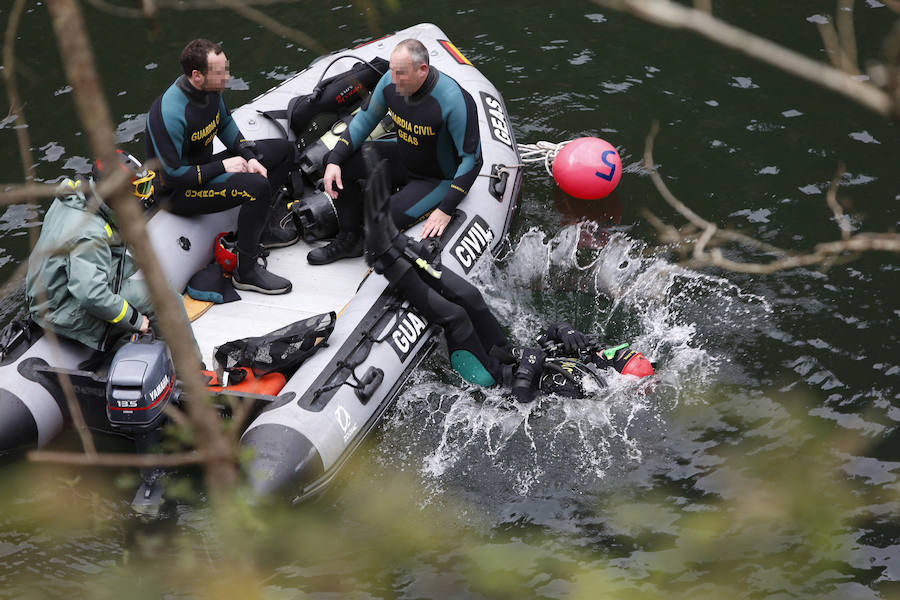 Tras confesar Javier Ledo el crimen de la gijonesa, un equipo de Geas ha vuelto al embalse de Arbón en busca de más pistas