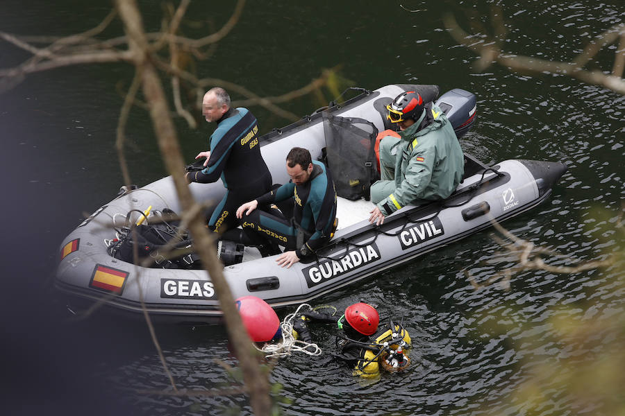 Tras confesar Javier Ledo el crimen de la gijonesa, un equipo de Geas ha vuelto al embalse de Arbón en busca de más pistas