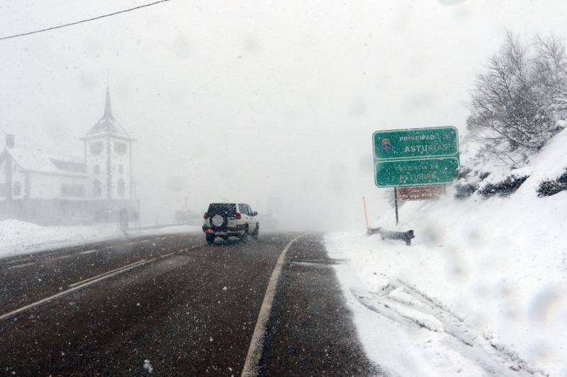 Un temporal de nieve cubre Asturias de blanco a pocas horas de la llegada de la primavera. La comarca de Picos de Europa se encuentra en alerta roja por nevadas que pueden dejar espesores de hasta cuarenta centímetros, mientras que en Suroccidente y Valles Mineros se esperan acumulaciones cercanas a los veinte centímetros.