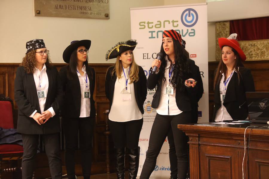 Medio centenar de estudiantes asturianos se han clasificado para la gran final de STARTinnova, el programa de fomento de la cultura emprendedora que promueve EL COMERCIO. Organizados en cinco equipos, han presentado sus proyectos ante un jurado de expertos en el Aula Magna del Edificio Histórico de la Universidad de Oviedo
