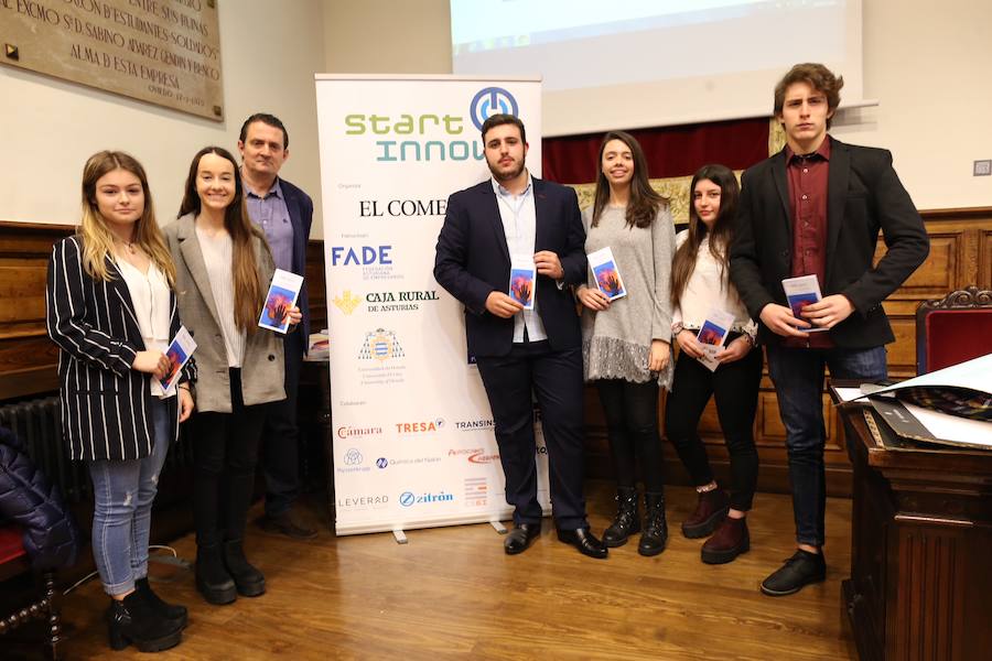 Medio centenar de estudiantes asturianos se han clasificado para la gran final de STARTinnova, el programa de fomento de la cultura emprendedora que promueve EL COMERCIO. Organizados en cinco equipos, han presentado sus proyectos ante un jurado de expertos en el Aula Magna del Edificio Histórico de la Universidad de Oviedo.