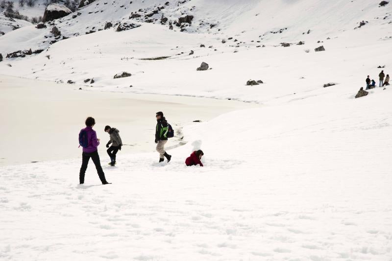 La preciosa estampa que ofrece estos días el paraje protegido atrae a multitud de turistas y provoca colas