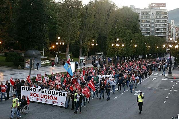Manifestación en Oviedo, el pasado mes de octubre, para exigir una solución a los problemas del grupo. 