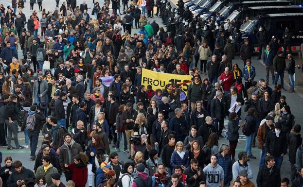 Manifestación convocada por los CDR el pasado 27 de marzo en las puertas de estación barcelonesa de Sants.