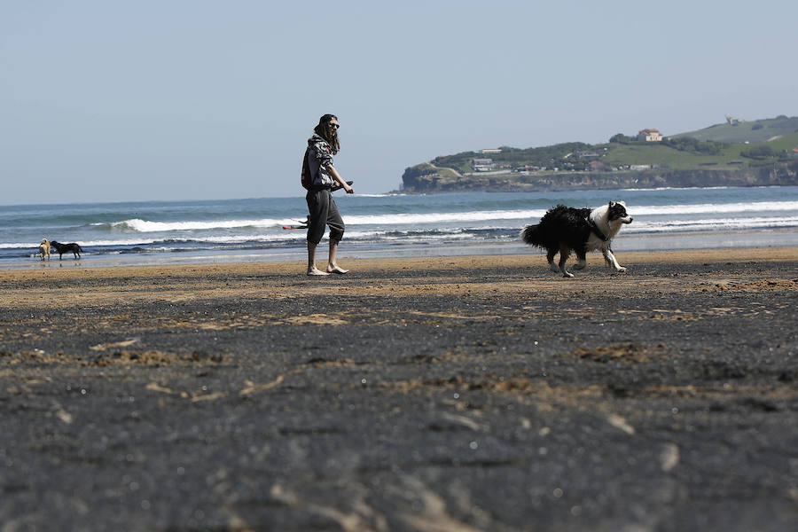 La mancha oscura ha aparecido de nuevo junto al 'pedreru' de San Pedro y se prolonga hasta la escalera número 2 del arenal gijonés